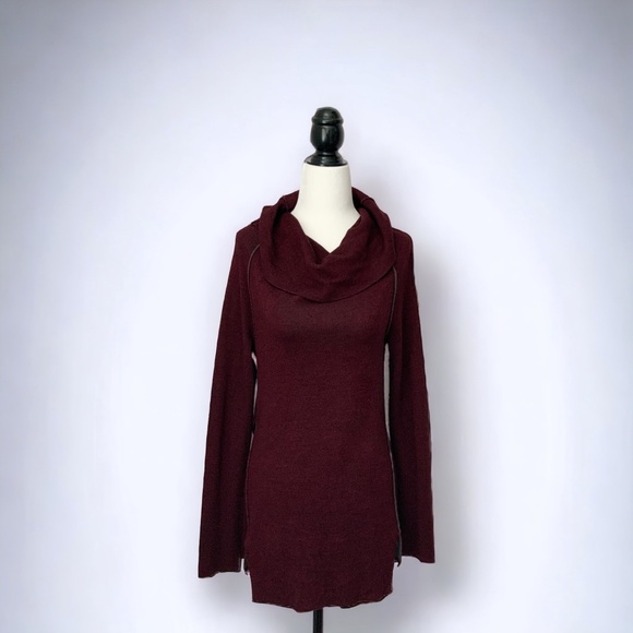 Leisure by OST Maroon Cowl Neck Tunic Sweater - Picture 4 of 4